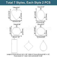 14 шт. 7 стиля подвески из нержавеющей стали 304 с открытой задней частью FIND-UN0002-28