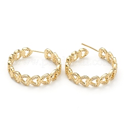 Серьги-гвоздики из латуни с микро-паве и прозрачным фианитом в форме сердца ZIRC-M117-17G