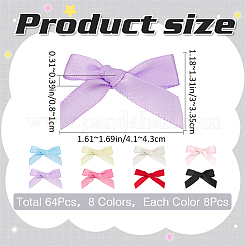 64 шт. 8-х цветные заколки для волос из полиэстера с бантом из кожи аллигатора AJEW-CP0008-36