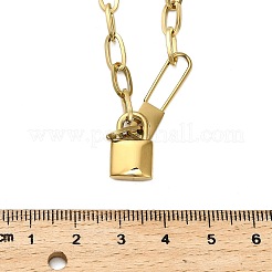 304 нержавеющая сталь замок кулон скрепка цепь ожерелья для женщин мужчин NJEW-Q028-07G