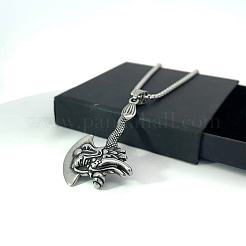 Мужское панк-рок ожерелье из нержавеющей стали с подвеской в виде топора дракона WZ0022