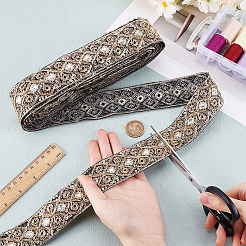 Этническая вышитая полиэстеровая лента с пайетками&nbsp;OCOR-WH0070-136C