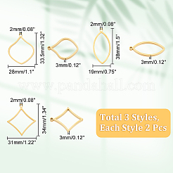 6 шт. 3 стиля подвески из нержавеющей стали 304 с открытой задней частью STAS-UN0047-05