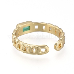 Латунные микро проложить манжеты кольца кубического циркония RJEW-K232-14G-M