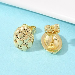 Овальные серьги-гвоздики из латуни&nbsp;EJEW-F400-24B-G