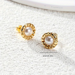 Элегантные плоские круглые серьги-гвоздики из нержавеющей стали 201 DL3437