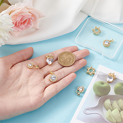 8шт 4 стиля латунные подвески с микропаве и кубическим цирконием&nbsp;KK-BC0010-33