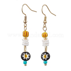 Серьги-подвески из натуральной морской ракушки и стекла EJEW-JE06280