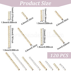 120 шт. 8 вида латунных прямых трубчатых бусин&nbsp;KK-GO0001-53