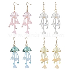 Серьги-подвески из акрила и стеклянных бусин в виде медуз&nbsp;EJEW-MZ00665
