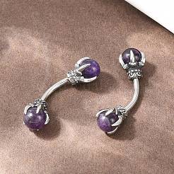 Кольца для живота в форме драконьего когтя из нержавеющей стали 316 с шариками из натурального камня&nbsp;AJEW-C044-06AS-02