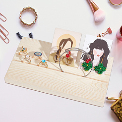 Подставки для карточек с прямоугольными деревянными серьгами с 2 слотом EDIS-WH0031-19