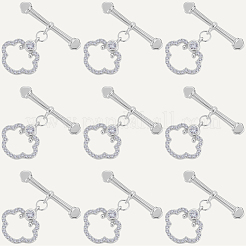 10шт латунь микро проложить прозрачные фианиты застежки-тоггл&nbsp;KK-BBC0021-02P