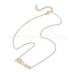 Word mama латунный микропаве прозрачный кубический цирконий подвеска кабель цепочка ожерелья для женщин NJEW-TA00193