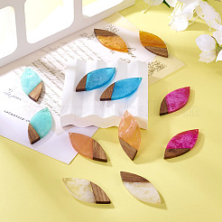 12шт 6 цвета прозрачной смолы и орехового дерева большие подвески&nbsp;RESI-TA0003-42