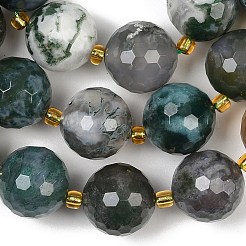Природные моховой агат бисер нитей G-C249-A08-16mm