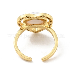 Кубический цирконий сердце с дурным глазом открытая манжета кольцо с акрилом&nbsp;RJEW-B042-05G-03