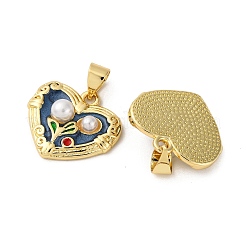 Подвески из латуни с цветочной эмалью KK-D390-17G-05