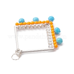 Подвески из натурального магнезита и стеклянных бусин в проволочной оплетке&nbsp;PALLOY-MZ00199