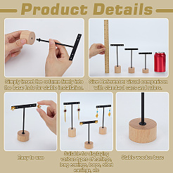 3 комплект из 3-х стилей железных подставок для сережек в форме Т-образной планки&nbsp;EDIS-FG0001-73B