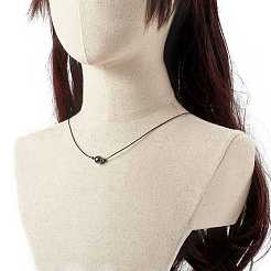 Колье с круглым граненым ожерельем из натурального агата с жемчужным блеском&nbsp;NJEW-JN03657-03