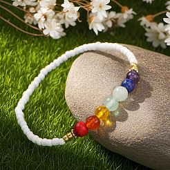 Эластичные браслеты из натуральных и синтетических драгоценных камней и стеклянных бусин для женщин&nbsp;CR6398