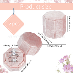 Восьмиугольные бархатные коробки для хранения колец с 3 слотом&nbsp;CON-WH0099-13B