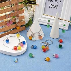 10 шт. яблоко драгоценный камень подвеска кристалл кварц исцеление натуральный камень подвески розовая серебряная пряжка для ювелирных изделий ожерелье серьги изготовление ремесел JX525A