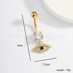 Кольца для пупка в форме глаза из нержавеющей стали 201 с прозрачным кубическим цирконием для женских праздничных нарядов XS3043