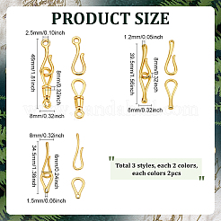 12 шт. 6 стиля латунных застежек-крючков и S-образных застежек&nbsp;KK-PH0013-67