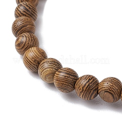 4шт. деревянные круглые бусины браслеты с подвесками для женщин&nbsp;BJEW-JB11646