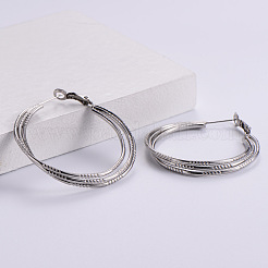 6 пара тройных серег-колец из нержавеющей стали TG0957-1