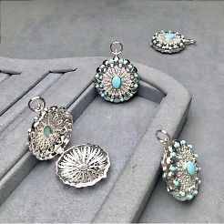 925 подвеска-медальон из стерлингового серебра с синтетической бирюзой&nbsp;G-C276-02