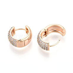 Латунные серьги-кольца из прозрачного кубического циркония EJEW-T048-48G