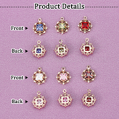 12 шт. подвески из латуни с микропаве&nbsp;KK-GA0001-08-RS