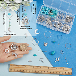 Наборы для самостоятельного изготовления подвесных сережек из искусственной бирюзы и сплава в виде звезды и луны DIY-SC0028-37