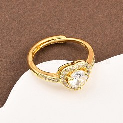 Регулируемые кольца для женщин с микропаве из латуни и кубическими цирконами RJEW-Z113-31G