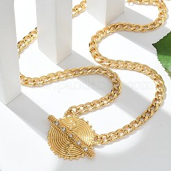 304 нержавеющая сталь кристалл горный хрусталь плоская круглая подвеска витая цепочка ожерелья для женщин&nbsp;LS-STAS-Z117-11G