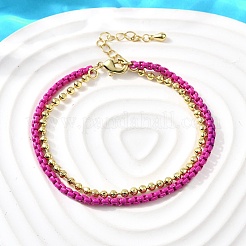 Браслеты из латунных бусин в два ряда BJEW-U040-02G-01