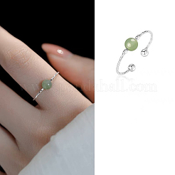 925 кольцо-манжета из стерлингового серебра и круглого натурального нефрита FS-WGB5859-01