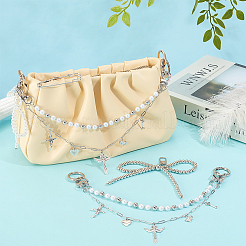 Алюминиевая цепь и ccb пластик и искусственный жемчуг акриловые бусины цепи для ремней для ботинок&nbsp;HJEW-OC0001-48