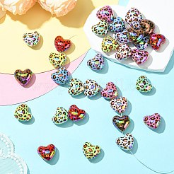 УФ-покрытие радужно-переливающийся леопардовый принт акриловые бусины SACR-CJC0008-04