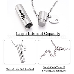 1 шт. ожерелье из нержавеющей стали 304 в форме колонны с прахом&nbsp;DIY-TA0010-07E