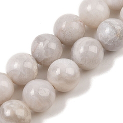 Круглые пряди натурального сумасшедшего кружева из агата с бисером G-L374-01-12mm