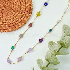 Ожерелья из натуральной смешанной каменной крошки и нержавеющей стали ручной работы для женщин FS-WGA6ABB-01