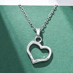 Ожерелья с подвеской в виде полого сердца из нержавеющей стали 304 NJEW-H059-16P