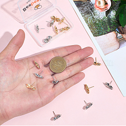 20 шт. 2-х цветная латунная фурнитура для сережек-гвоздиков&nbsp;KK-BBC0022-94