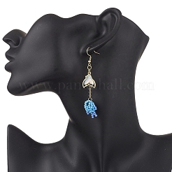 3 пара сережек-подвесок в виде рыбок с рыбьим хвостом из стеклянных бусин EJEW-MZ00599