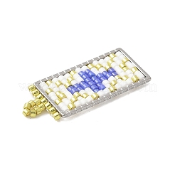 Прямоугольник из стеклянного бисера ручной работы с подвесками-крестиками PALLOY-MZ00616-03