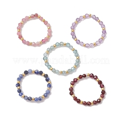 Кольца-растяжки из натуральных смешанных камней для женщин RJEW-JR00868